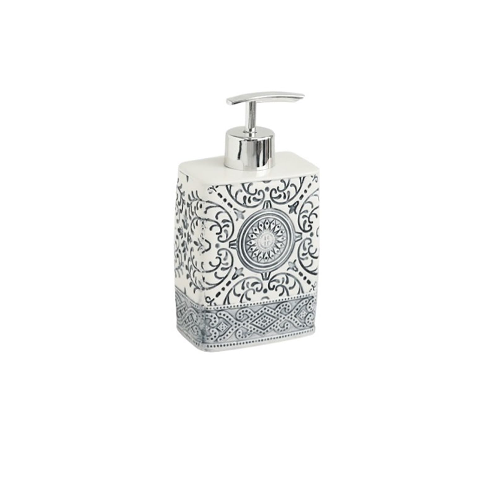 Soap Dispenser Ceramic Lotion Bottle Soap Dish Toothbrush Holder Bathroom Set Flower Texture Porcelain Shampoo Bottling Dispenser(Color bottles)