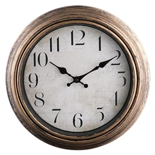 WOOPHEN 12 Inch Silent Wall Clock Battery Operated Retro Wall Clocks Antique Clock Vintage Decorative for Kitchen Bedroom Living Room Office (Bronze)