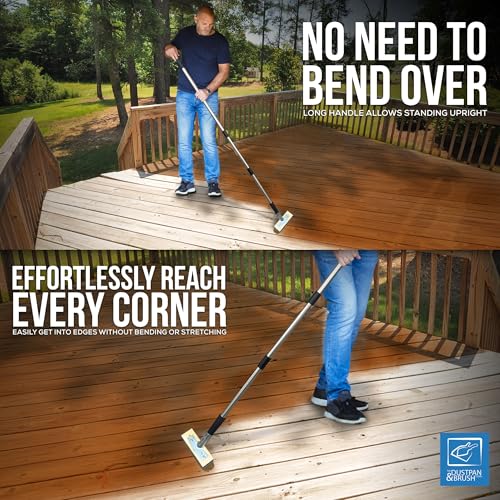 Decking Stain Brush Kit with Metal Handle for Decking Paint Stain Application with Extra Decking Brush Head and 3" Paint Brush 4 Decking Stain Brush Kit with Metal Handle for Decking Paint Stain Application with Extra Decking Brush Head and 3" Paint Brush - Image 4