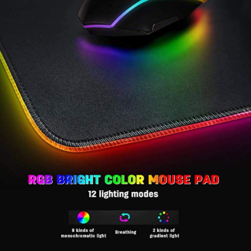 DORRISO RGB Gaming Mouse Pads XXL Large Mat 900x400x3mm Mousepad Anti-Slip Rubber Base Computer Keyboard Mice Mat for PC Laptop Desk Gaming Mouse Mats Silver - Image 4