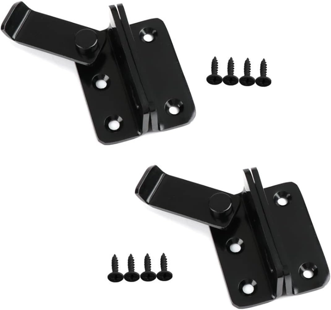 2 Sets Flip Latch 3-mm Thickened Heavy Duty Hasp Safety Door Lock Gate Latches for Double Door Window Barn Closet Drawer Cabinet Garage,Stainless Steel Brushed Nickel (Left Loker)