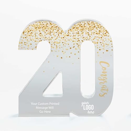 Miniatura 9 de Baudville Trofeo acrílico a todo color - Premio de servicio a empleados de 10 años - Azul - Premio para empleados - Impresión personalizada de hasta