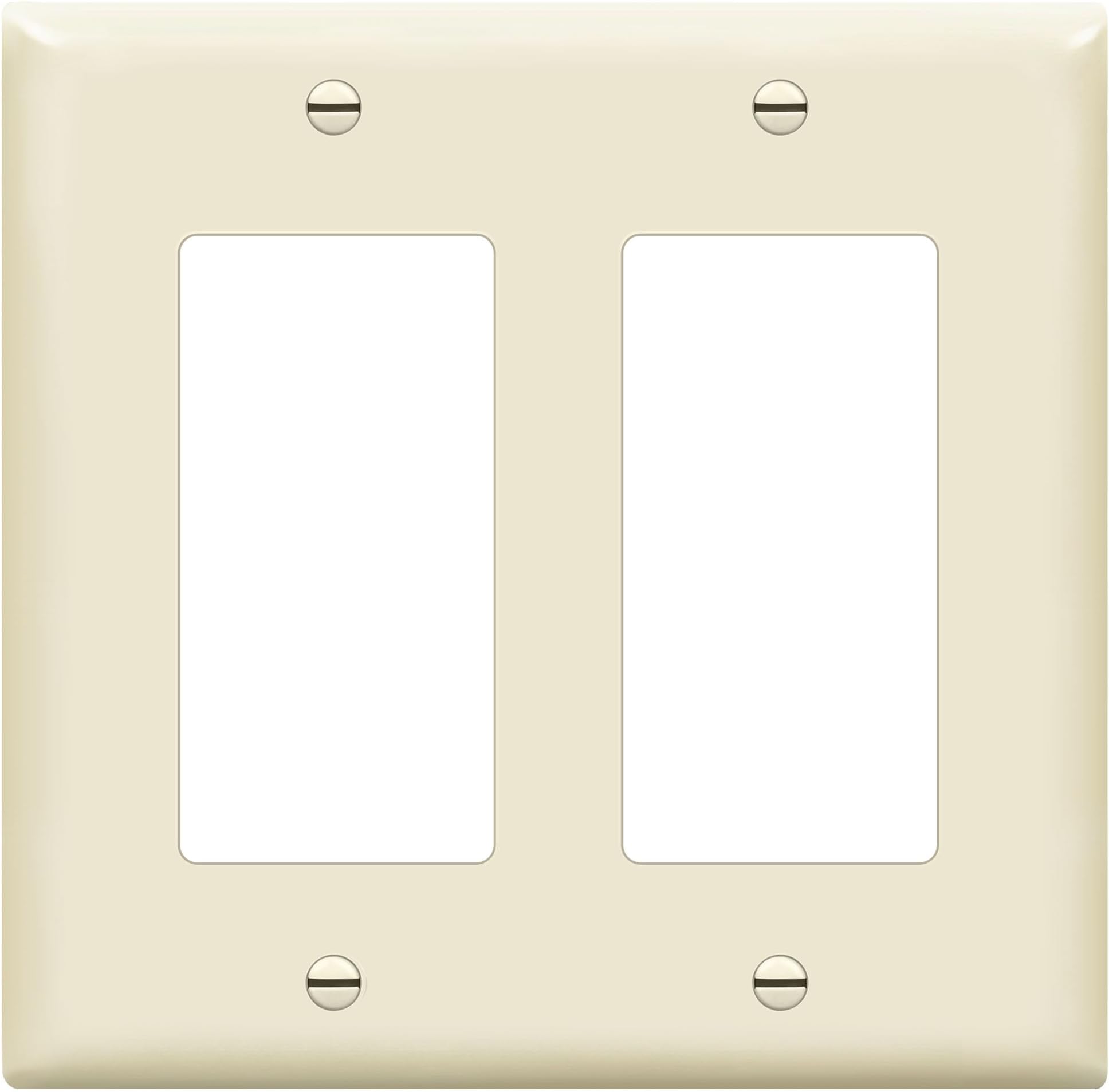 Enerlites 8832-LA 2-Gang Decorator/GFCI Rocker Wall Plate, Standard Size, Unbreakable Polycarbonate, Light Almond