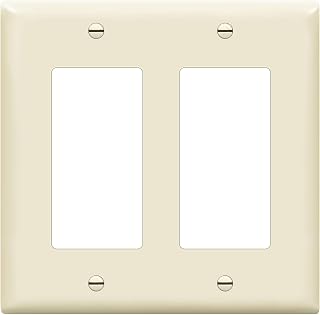 ENERLITES 2-Gang Decorator Light Switch Outlet Wall Plate Cover, 1 Pack | Light Almond, Size 4.50" x 4.57", Fits light switch/outlet/receptacle, Gloss Finish, Unbreakable Polycarbonate, UL Listed