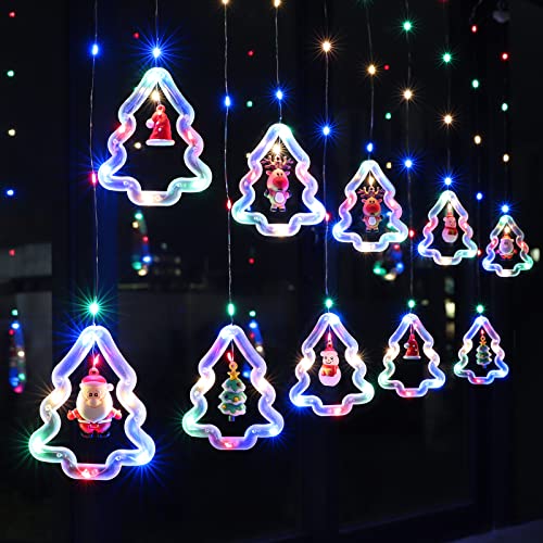 Christmas Window Lights - BLOOMWIN Lighted Xmas Window Decorations - Tree Shape Ring Light with Ornament Curtain Light Indoor - USB Novelty String Hanging Lights for Christmas Home Bedroom Decor - image 2