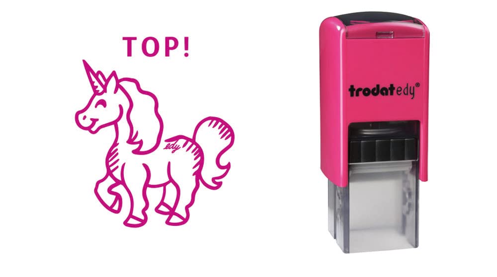 Timbro Motivazionale Trodat Edy - Unicorno TOP! Per Insegnanti, Autoinchiostrante Rosa - Foto 5