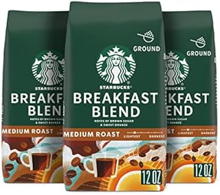 Starbucks Ground Coffee—Medium Roast Coffee—Breakfast Blend—100% Arabica—3 bags (12 oz each) (Packaging May Vary)