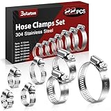 Bolatus Set di fascette stringitubo da 6 a 51 mm, 22 pezzi, in acciaio inox 304 fascette r...