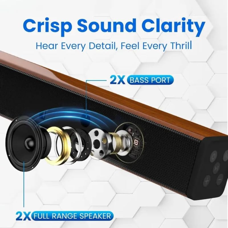 Image of Drumstone 𝟏𝟓 𝐘𝐞𝐚𝐫𝐬 𝐖𝐚𝐫𝐫𝐚𝐧𝐭𝐲 Bluetooth 20W Soundbar Speaker, Multi-Source Playback, Soundbar-Style Stereo, Integrated Compact Rechargeable Speaker Ideal for Indoor, Outdoor & Travel Use