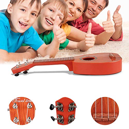 aPerfectLife 17" Kids Ukulele Guitar Toy 4 Strings Mini Guitar Children Musical Instruments Educational Learning Toys with Picks and Strap for Toddler Kids Boys Girls Beginner Starter (Burlywood) - Thumbnail 6