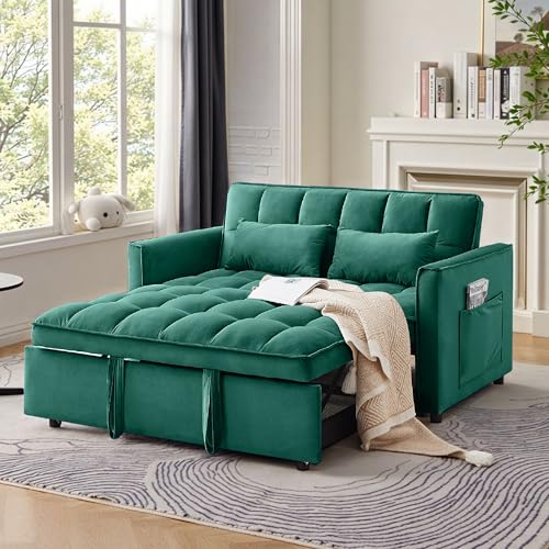 tiramisubest Sleeper Sofa Bed,55'' Convertible Pull Out Couch with Side