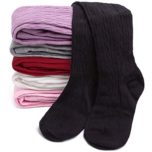 techcity Girls Tights Toddler Seamless Leggings Pantyhose Cotton Cable Knit Pants Stockings for Girls 2-14 Years