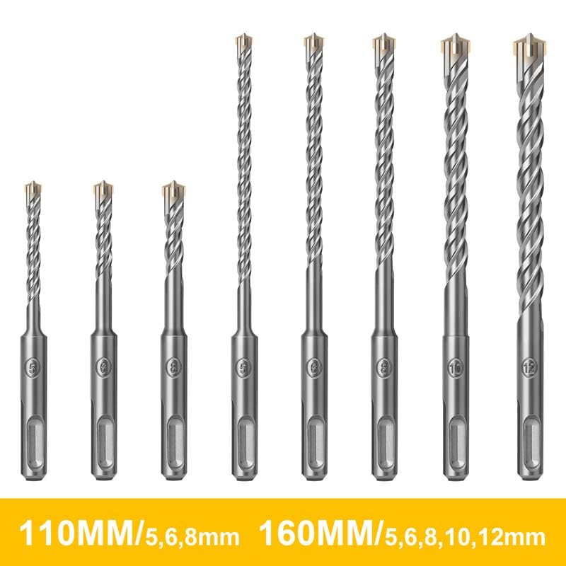 Set di Punte da Trapano a Testa a Croce con Punta in carburo for Marmo, Ceramica, Mattoni, Roccia, calcestruzzo, con Gambo Plus e Doppia scanalatura a Spirale(8PCS)