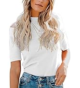 JOCAFIYE 3/4 Ärmel Hemden für Damen Stricktops Solides Mock Neck Kurzarm T-Shirt