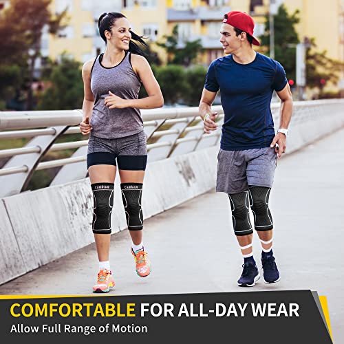 Image of CAMBIVO 2 Pack Knee Brace, Knee Compression Sleeve for Men and Women, Knee Support for Running, Workout, Gym, Hiking, Sports (Blue,Large)