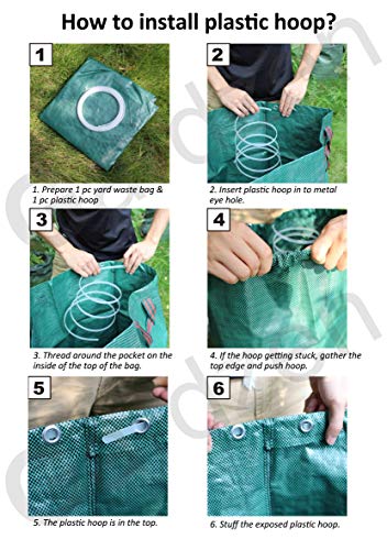 Gardzen GBT02 3-Pack 72 Gallons Garden Bag - Reuseable Heavy Duty Gardening Bags, Lawn Pool Garden Leaf Waste Bag thumb #6