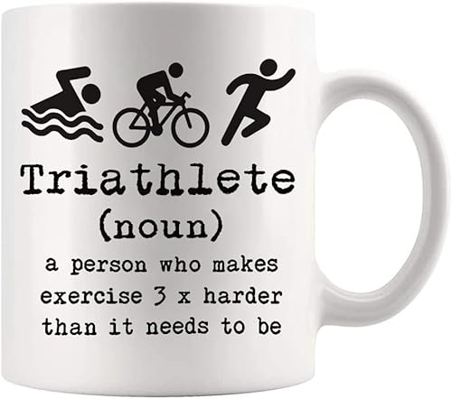 Miniatura 2 de Fonhark - Taza divertida - Taza de café para triatleta. Taza de atleta deportiva Keep Fit, taza de café novedosa de 11 onzas, color blanco