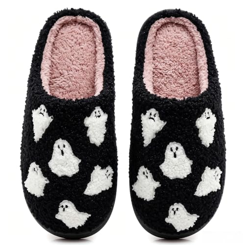 Image of Christmas Slippers Winter Warm Plush Pattern Slippers Soft Non-Slip Indoor House Shoes for Men Women