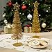 2 Pack Small Gold Christmas Tree Decorations for Table Top Holiday Decor (3 x 10.5 Inches)