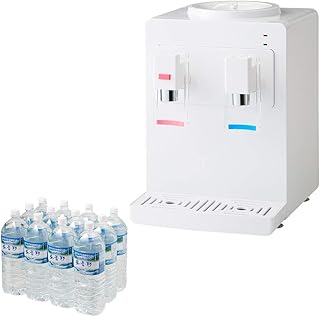 卓上 ウォーターサーバー 【安曇野ミネラルウォーター 2L×12本セット】 ペットボトル対応 プッシュ式 温水 冷水 ロック付き