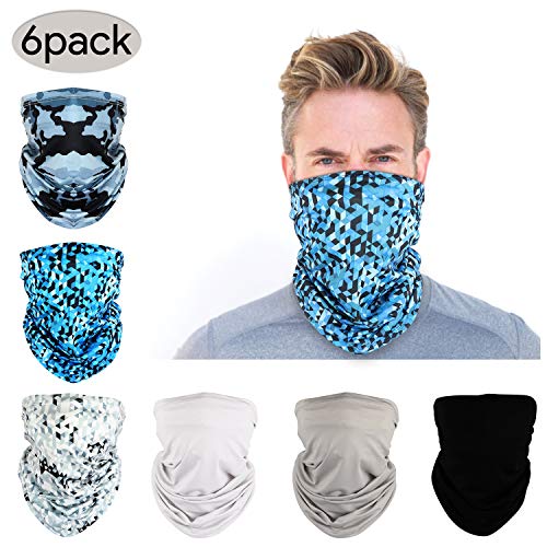 Multifunktionstuch Schlauchschal, Oladwolf Bandana Herren Halstuch, 6 Stück Motorrad Tuch Sommer Loop Schal Atmungsaktive Gesichtstuch, Elastisch Stirnband für Yoga Wandern Radfahren