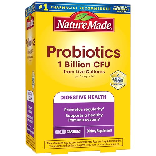 Nature Made Probiotics for Women and Men, Probiotic Capsules 1 Billion CFU from Live Cultures for Immune & Digestive Support, 30 Capsules, 30 Day Supply