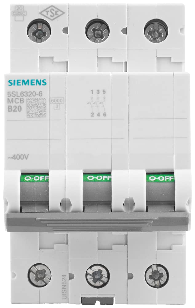 SIEMENS - wyłącznik nadprądowy 6 kA 3-biegunowy typ B 20 A