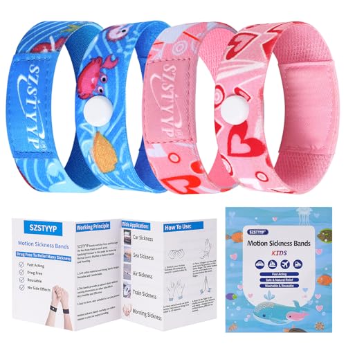 SZSTYYP Travel Sickness Bands for Kids Motion Sickness Bands for Kids Anti-Nausea Wristbands for Car Sea Air Sickness