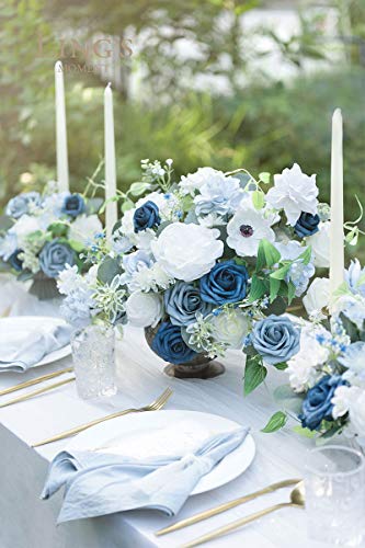 Ling's Moment Artificial Flowers Combo For Diy Wedding Bouquets Centerpieces Arrangements Party Baby Shower Home Decorations (Demure Blue) #TOP4