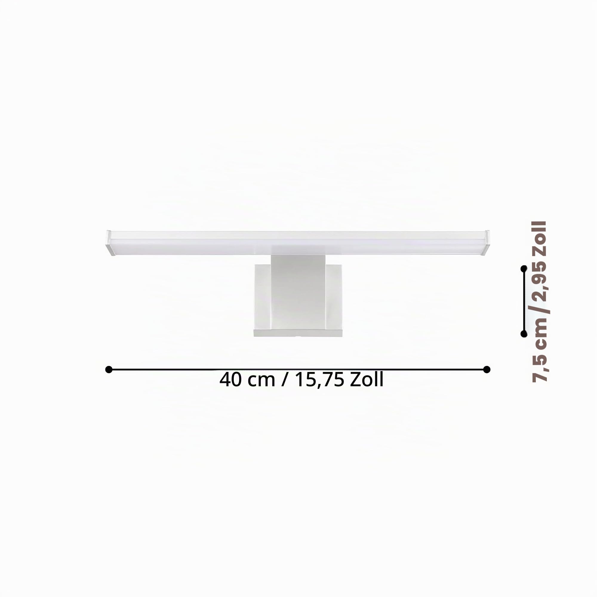 EGLO LED Wandlampe Pandella 2, Spiegelleuchte mit Bewegungsmelder | Wandleuchte aus Kunststoff, Badezimmer Lampe in Silber, Chrom, Weiß, IP44, L 40 cm