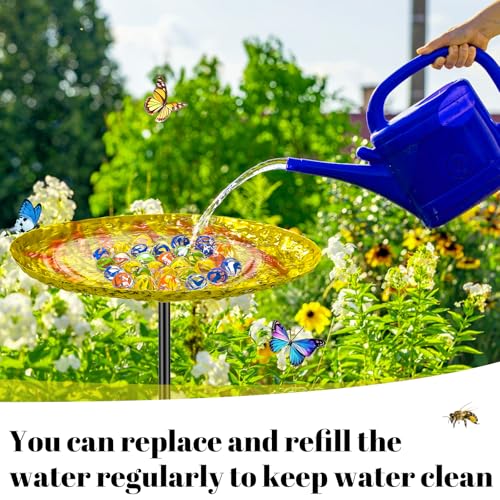 image for Bee Butterfly Water Station, MeyRolizn Metal Butterfly Puddler with Gl