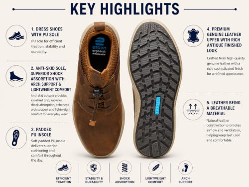 Image of Ergon Kansas Genuine Leather Men's Formal Slip-On Shoes | Available in Black & Tan | Cushioned Comfort | Office, Business Sizes UK 6-11
