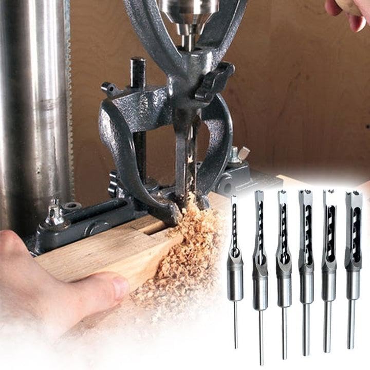 Woodworking Square Hole Drill Bits High Carbon Steel Precision CNC Machined Fast Easy Hole Punching for Hardwoods 6.4mm-19mm Ideal for DIY Lovers Furniture Production (6pcs (6.4+8+9.5+12.7+14+16))