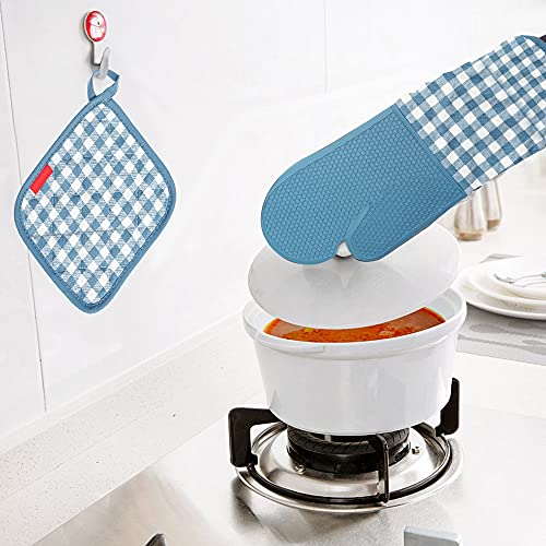 Queenser Luvas de forno de silicone resistentes ao calor Esonmus Luvas de forno + 2 suportes de pane