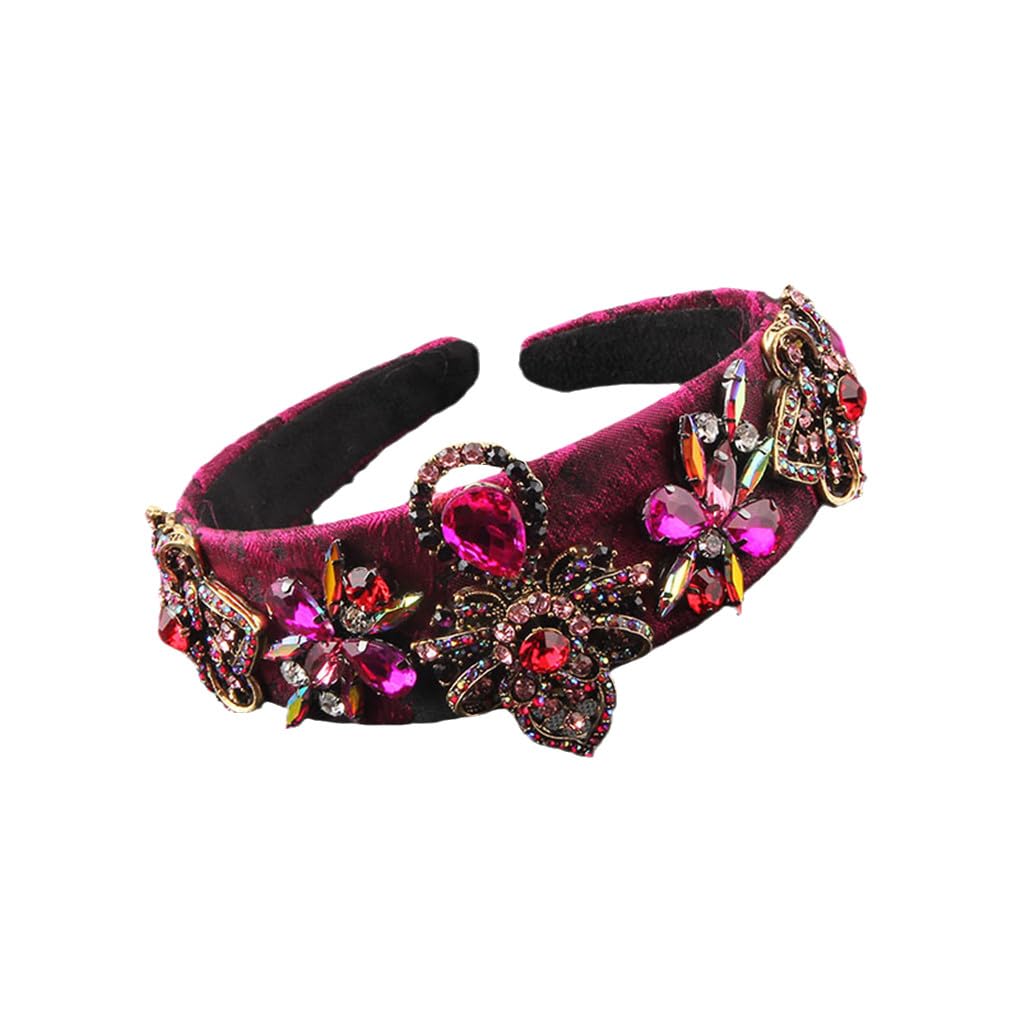 Cerchietto per capelli da donna con fiore intarsiato di strass colorati, accessorio regalo per ballo di fine anno 3