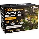 CHRISTOW 7ft Christmas Tree Lights, 1000 Mixed White LED Fairy Lights with Timer, 8 Light Modes, Energy Efficient 3mm LEDs, Indoor & Outdoor, Mains Powered, Green Cable (24.97m Lit Length)