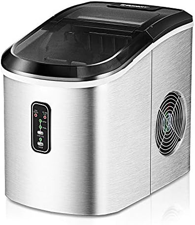 EUHOMY Ice Maker Machine Countertop, 26 lbs in 24 Hours, 9 Cubes Ready in 8 Mins, Electric ice Maker and Compact Potable ice Maker with Ice Scoop and Basket. Perfect for Home/Kitchen/Office.(Sliver)
