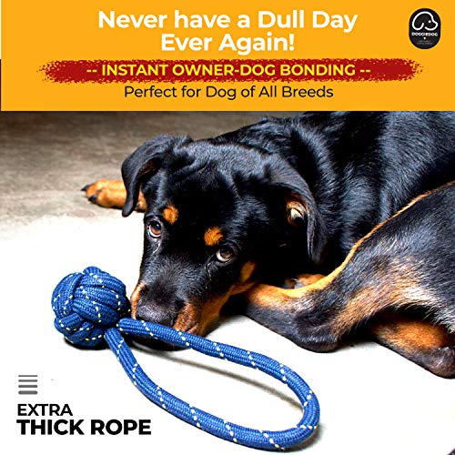 Image of DOGGIE DOG Attractive Cotton Poly Mix Chew Dog Toys Rope for Teething Suitable for Adult, Small & Medium Puppies with eBook & Stand Up Jute Printed Pouch(Bob Barker Blue (6 in 1 Combo) (Pack of 1))