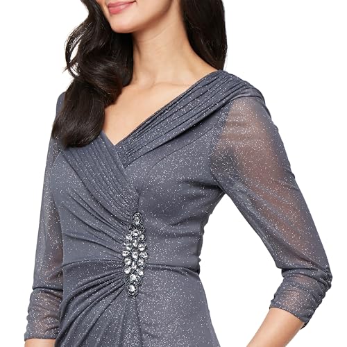 Alex Evenings Women's Long Portrait Collar Dress, Perfect for Weddings, Formal Events3