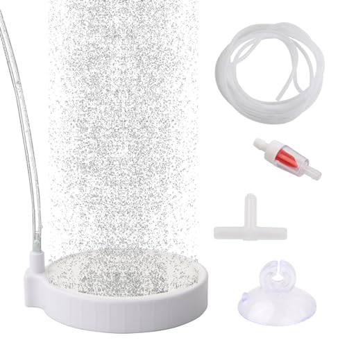volumoon Air Stones Kit for Fish Tank 100 mm Aquarium Air Stone Disc, with 2M Aquarium Air Line,Suction Cups, Check Valves