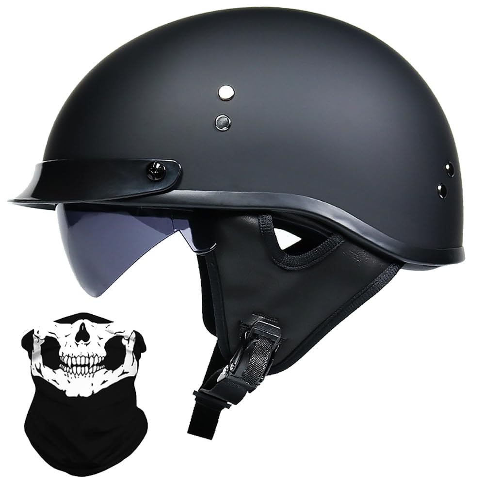 Demi Casque de Moto Jet Moto Casque Bol, Casques Vintage à Face Ouverte avec dégagement Rapide de Lunettes, ECE Homologué en pour Scooter Chopper, Casque De Moto Pilot Demi-Jet