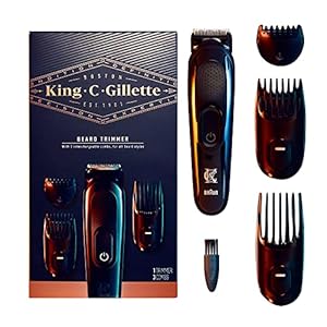 King C. Gillette Draadloze Baardtrimmer Kit Voor Heren, Trimmer Met 3 Kamopzetstukken, Trimmerset
