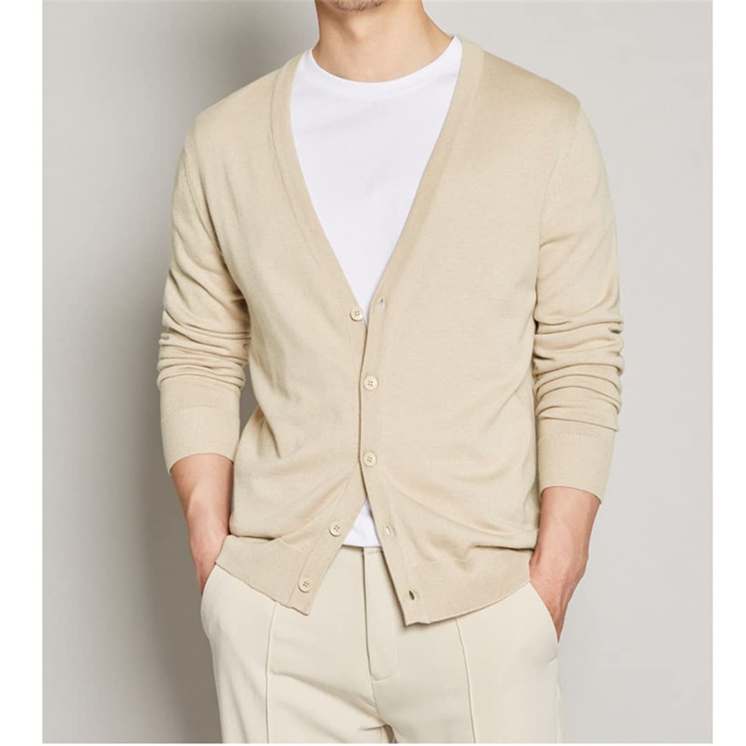 Zadaos Chaqueta de otoño masculina de color sólido de punto casual abotonada suéter