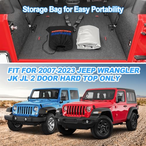 Image of SUPAREE Covers Waterproof 2 Door fits Wrangler 2007-2023 JK JL 2 Door All Sub-Models,Covers Outdoor Sun Rain Wind Snow Protection,Slivery Storage Bag with Extra Accessories
