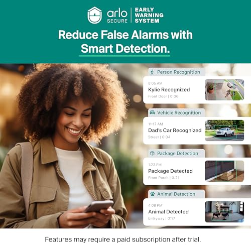 Image of Arlo Essential Security Camera Wireless Outdoor 2K (3rd Gen, 2025 Release) - Battery Power, Person Recognition, Package Detection, Animated Preview, 1-Month Trial of Secure Plan, 3 Cam, White