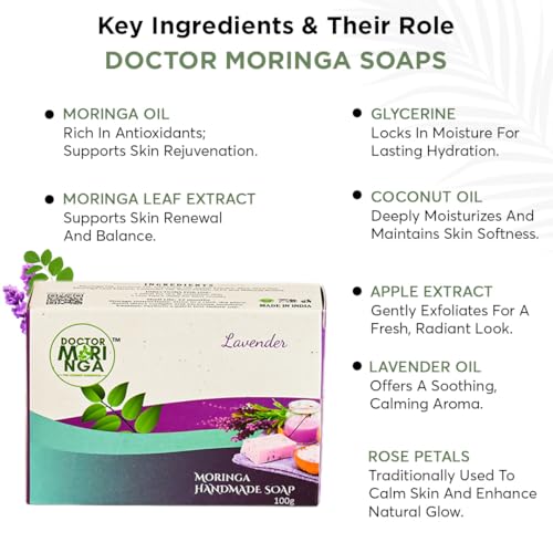 Image of Herbal Handmade Bathing Soap 100gm (5 Piece) | Lavendar Soap for Deep Cleansing | Removes Dirt & Impurities | No Mineral Oils | Suitable for All Skin Types