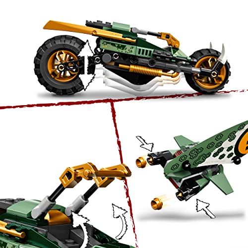 LEGO 71745 NINJAGO Lloyds Dschungel-Bike Bauset, Spielzeug Motorrad mit Lloyd und NYA Minifiguren, Mehrfarbig & 71700 NINJAGO Legacy Lloyds Dschungelräuber Auto mit Minifigur Lloyd, ab 7 Jahren – Bild 5