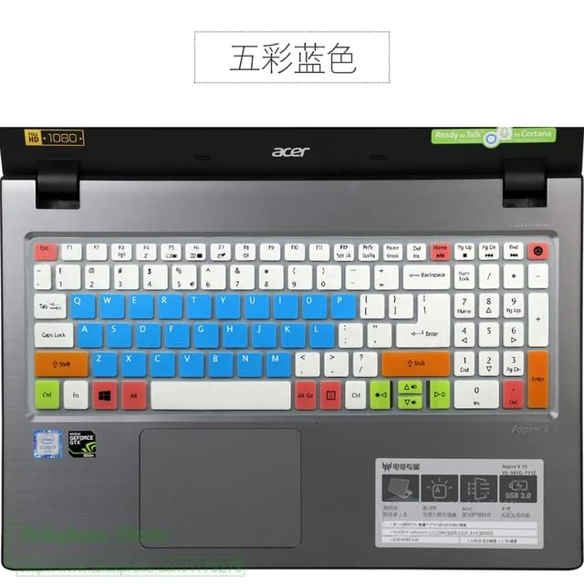COMPAE - Silicone 15.6 17.3 Inch Keyboard Protector Cover Skin For ACERs Aspire V15 𝖵17 Vn7-592G Vn7-792G F15 F5-571 F5-573G E5-576G (candyblue)