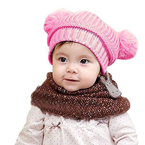 Malloom bebé Sombrero y Bufandas, otoño Invierno niños niñas Lana Punto Gorras y Bufanda Conjunto