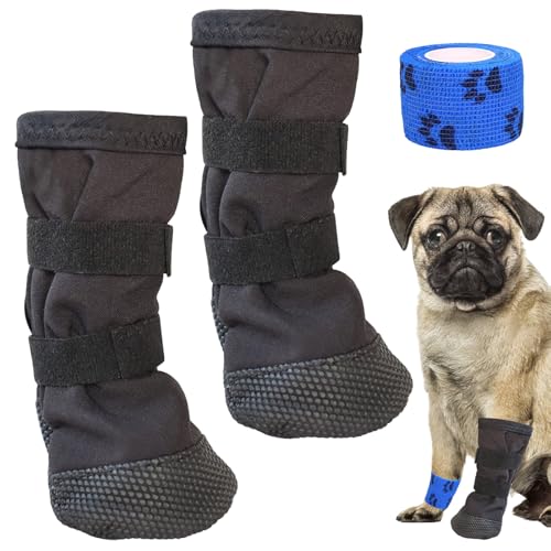 2Pcs Pfotenschutz Hund Verletzung Hundeschuhe bei Verletzungen Hundeschuhe Pfotenschutz Pfotenschuhe Hund Verletzung Atmungsaktiv,Weich Haustierwunden Verhindern Lecken mit 1 Selbsthaftende bandage（M）